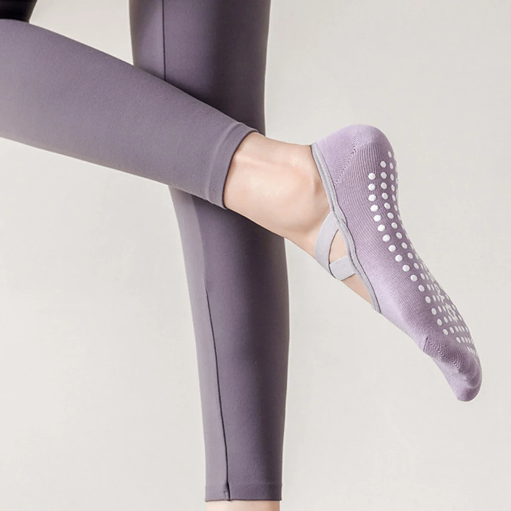 

Non-Slip Yoga Socks For Women Pilates/Fitness/Dance Floor Socks Cotton Blend Textured Rubber Sole Grip Breathable Stretchy