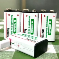 Rechargeable 9V Battery, 21800mWh Large Capacity 9 Volt Li-Ion Batteries Charge with Type-C Cable, for Smoke Detector,Fire Alarm