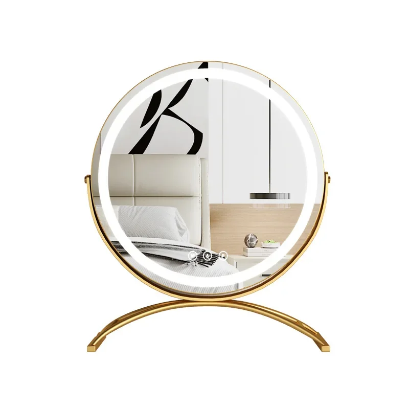 Makeup mirror Desktop LED lamp Desktop mirror Internet celebrity ins style vanity mirror Large round fill light home beauty