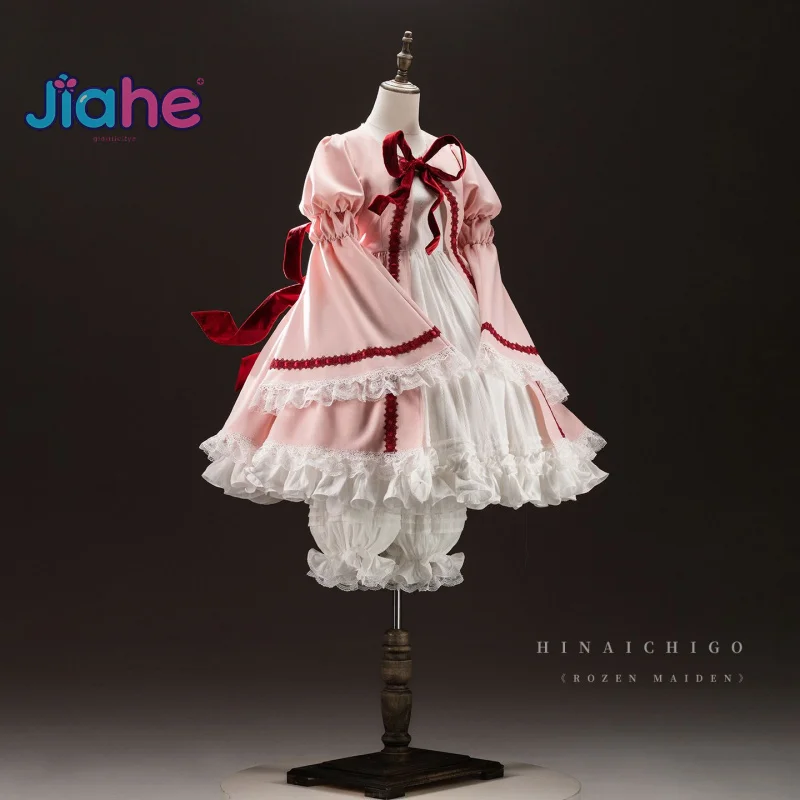Disfraz de Rozen Maiden Hinaichigo Kleine Beere, nuevo vestido rosa de Lolita para niña, conjunto de accesorios con pantalones de calabaza, uniforme de Halloween