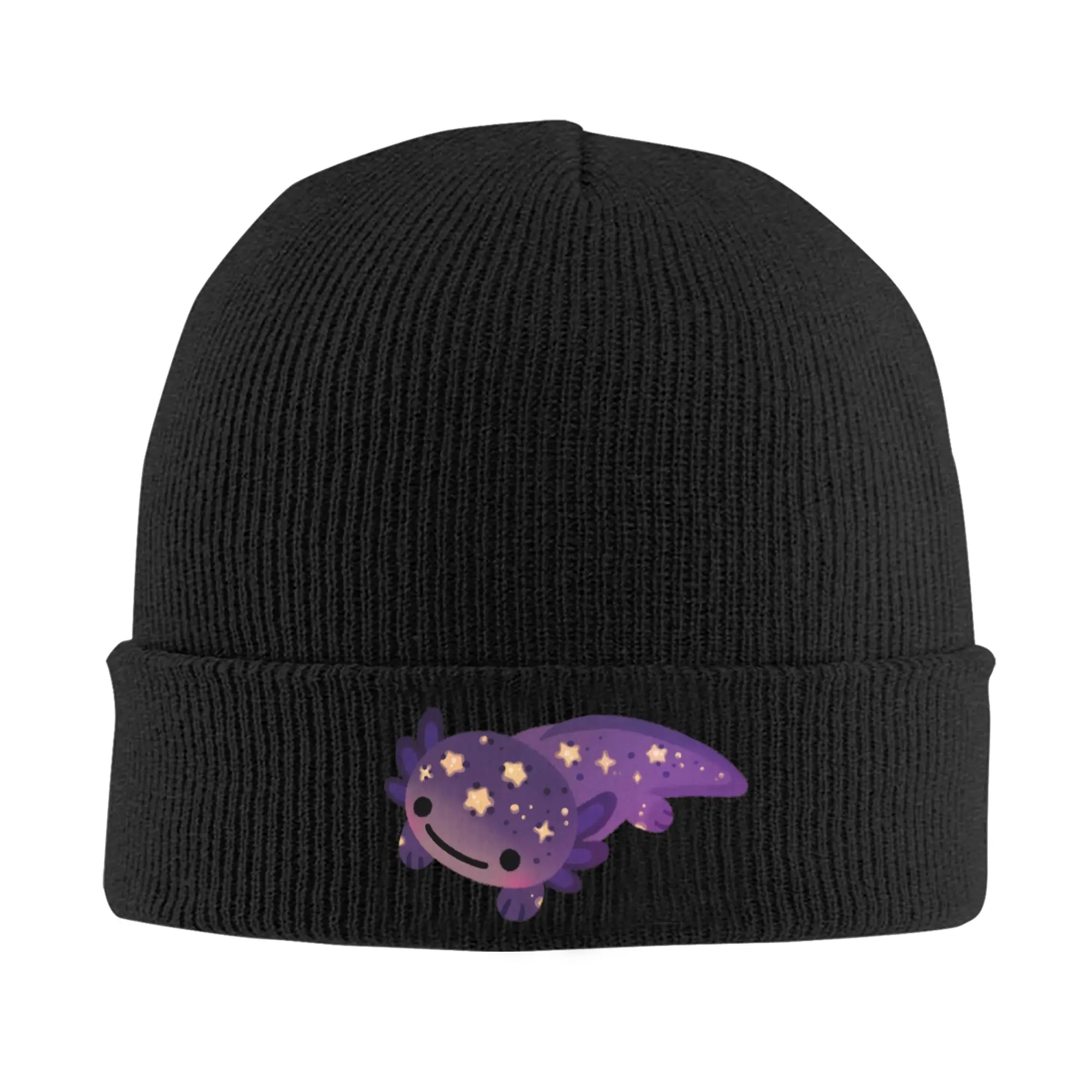 Happy axolotl blue Knitting Hat  Cool Caps Men Women Unisex Outdoor Sport Beanie Hats Autumn Winter Design Head Wrap Bonnet Hats