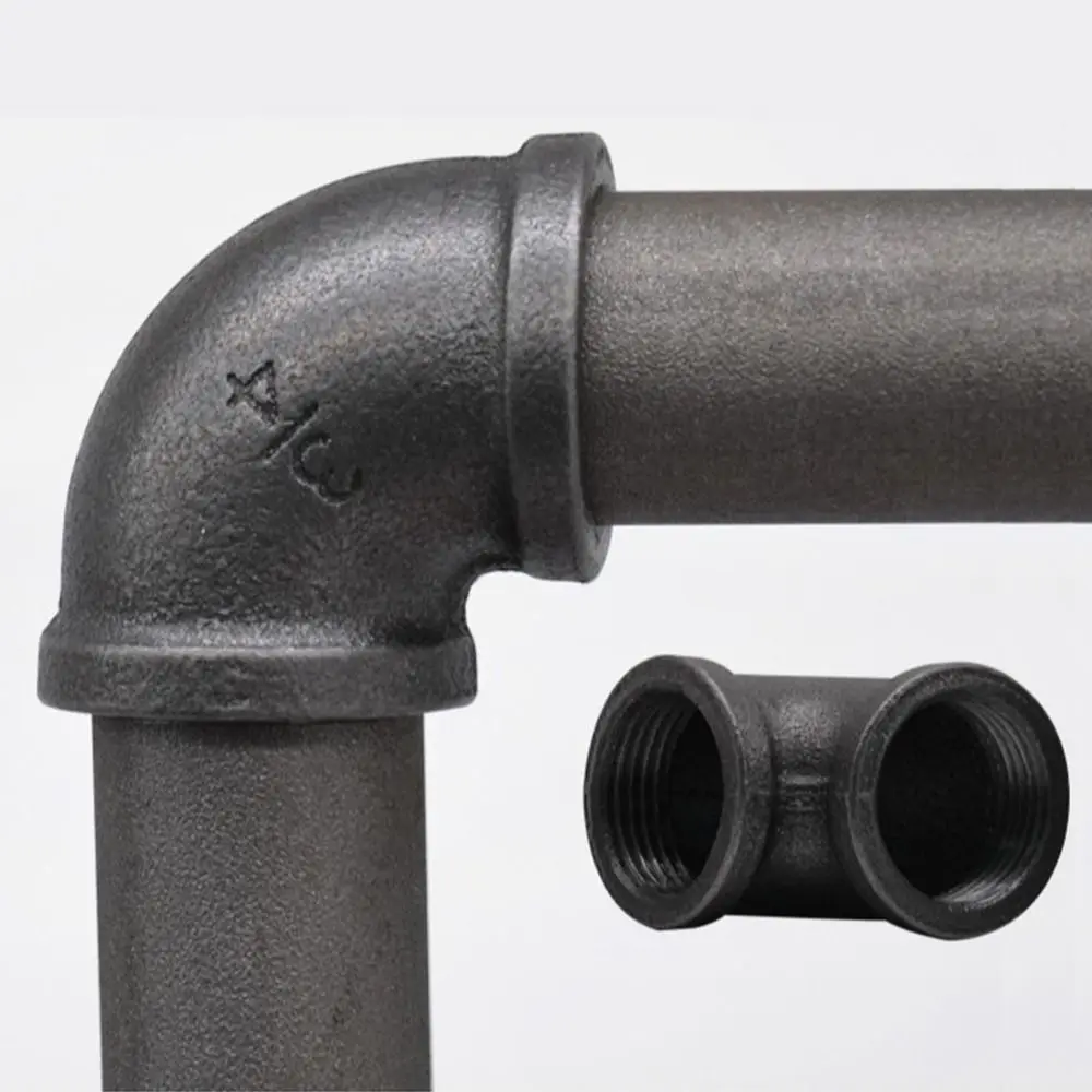 New Black Pipe Fittings Malleable Iron 1/2'' 3/4'' 1'' Plumbing Pipe Joint Threaded Elbow Pipe Connection