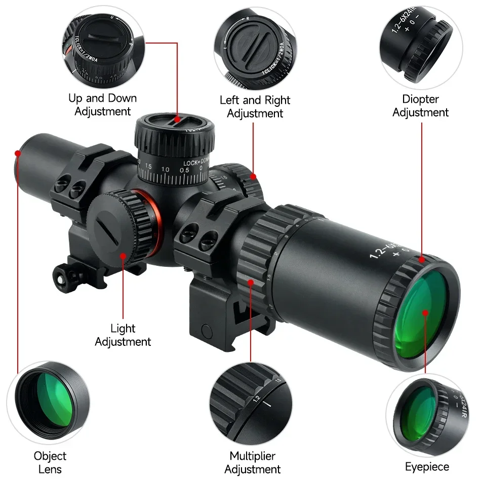 Tactical Scope Laser RMR Combo Hunting Riflescope Green Red Illuminated Reticle Optics Sight Crossbow Short Airsoft Scopes