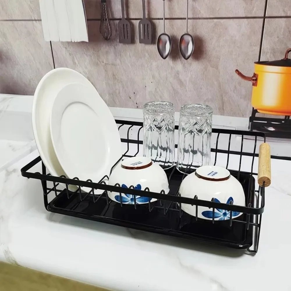 

Многофункциональная полка для посуды, съемный поднос, сливная корзина с деревянной ручкой, современный стиль, полка для фильтра для воды, кухонная столешница для хранения
