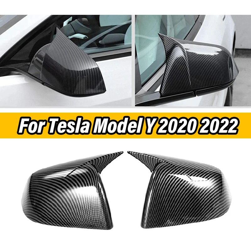 

Rearview Mirror Cover Cap Horn M Style Side Wing Mirror Rear View Covers Caps For Tesla Model Y 2020 2021 2022 Carbon Fiber Look