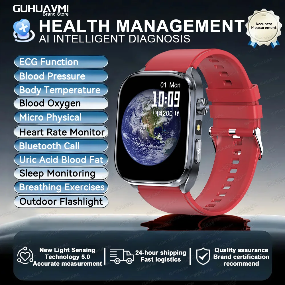 Body Composition analysis Monitoring Smart Watch Men ECG Heart Rate Blood pressure Uric Acid Health Tracker Smartwatches 2025New