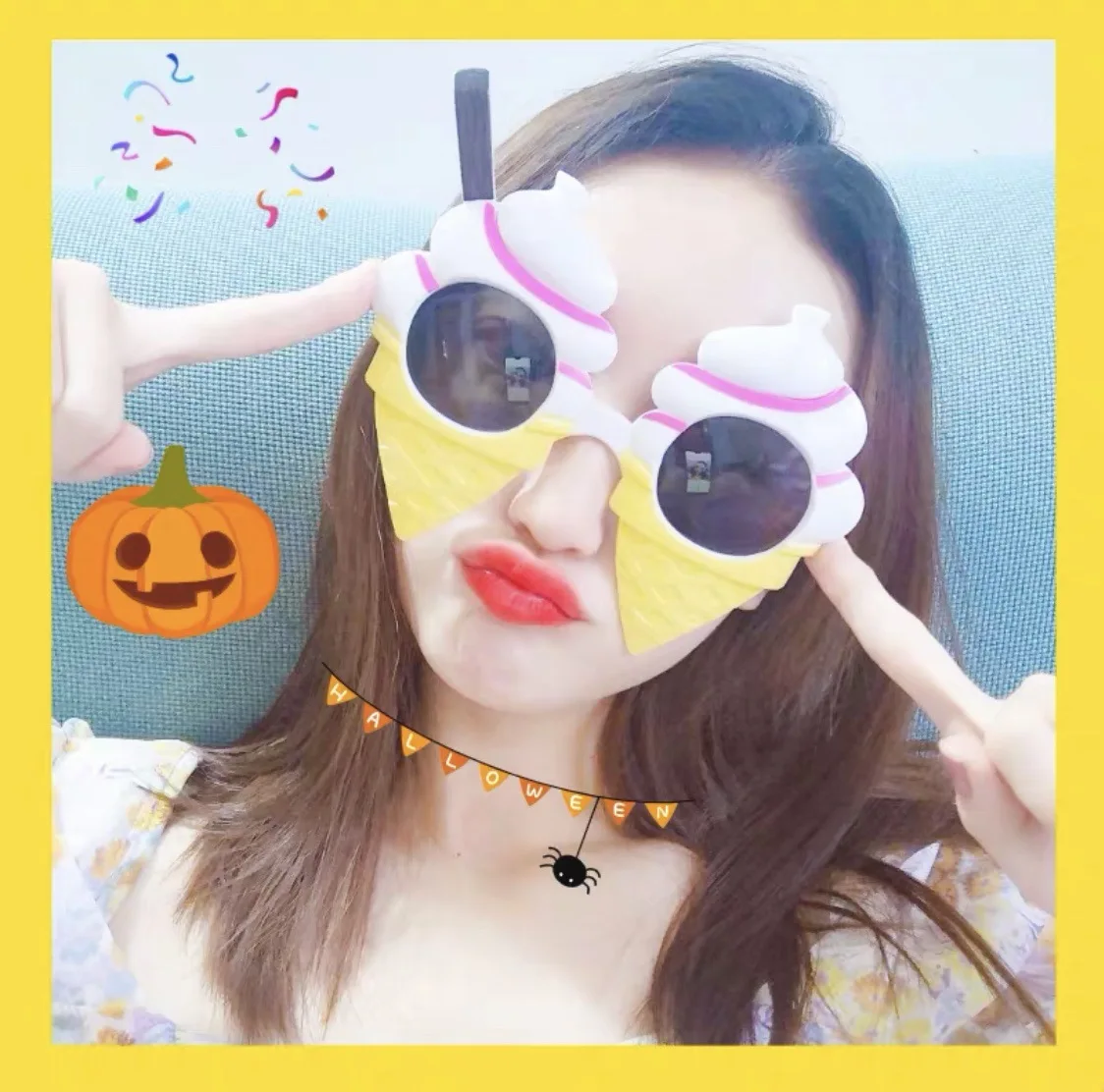 Cute Summer Cream Cone Glasses Girls Ice Cream Shape Ball occhiali da sole festa di compleanno puntelli per foto Halloween Dress Up Gift Party