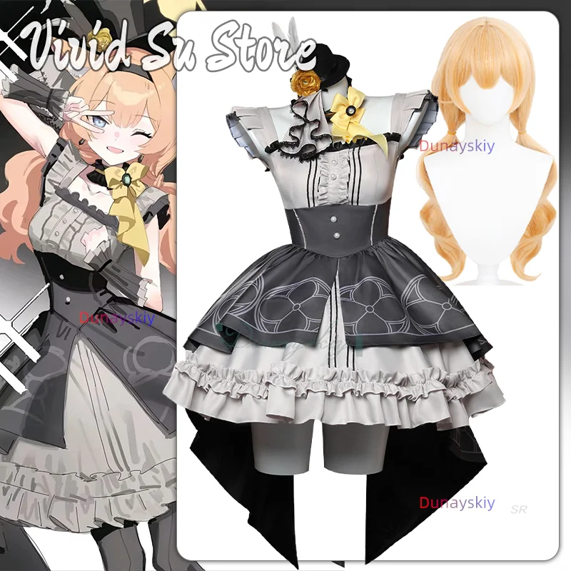 

Iochi Mari Cosplay 코스프레 Wig Lolita Dress Ear Outfit Suit Game Blue Archive Halloween Party Uniform For Women Girl Clothing