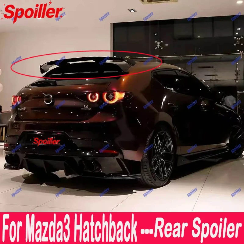 Car Rear Spoiler For Mazda3 Hatchback 19‑25  Gloss Black Rear Trunk Wing Lip Tail Spoiler Auto Exterior Modification Accessories