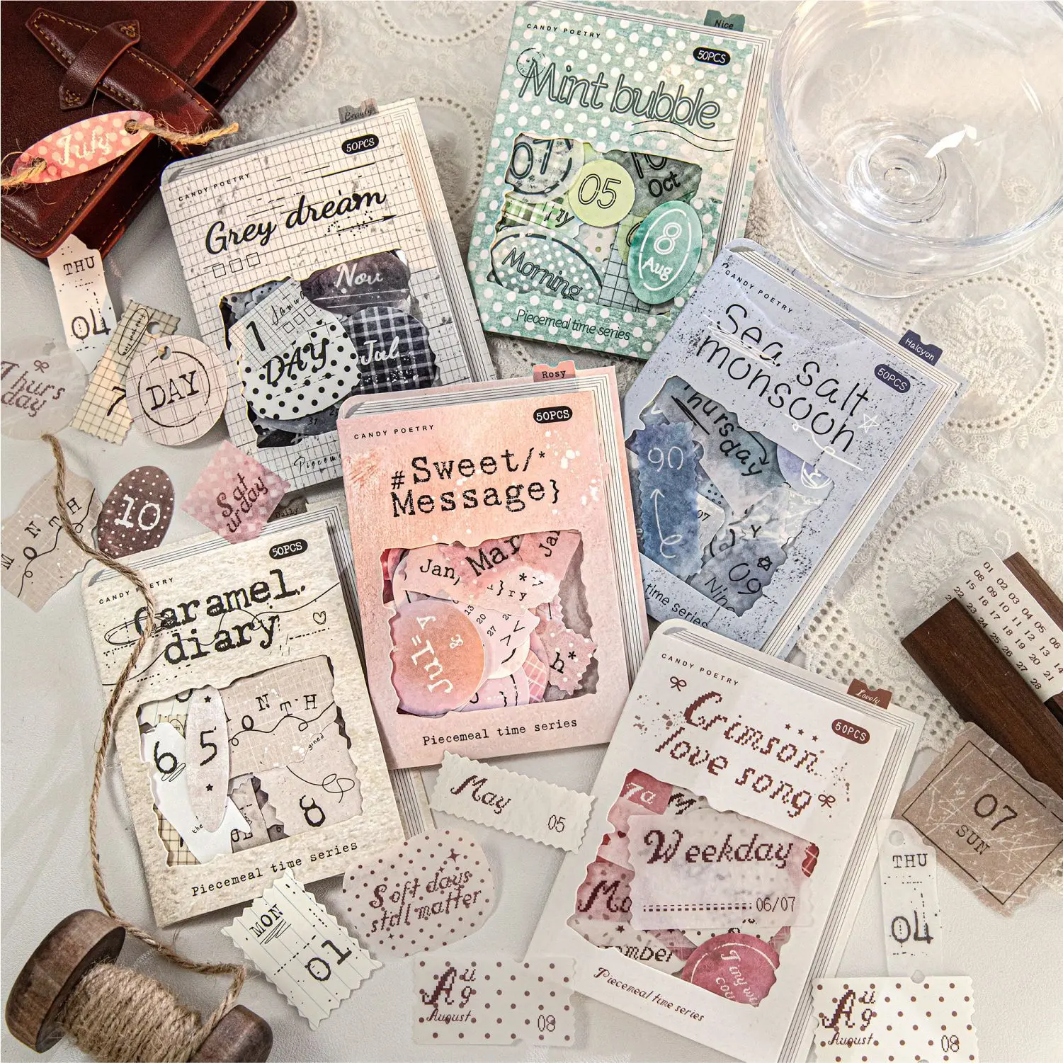 

50pcs/1lot Kawaii Scrapbook Sticker fragmented time Scrapbooking Planner Decorative Stationery