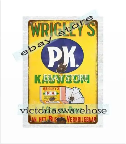 1p,WRIGLEY'S PK CHEWING GUM metal tin sign restaurant wall decor pub living room