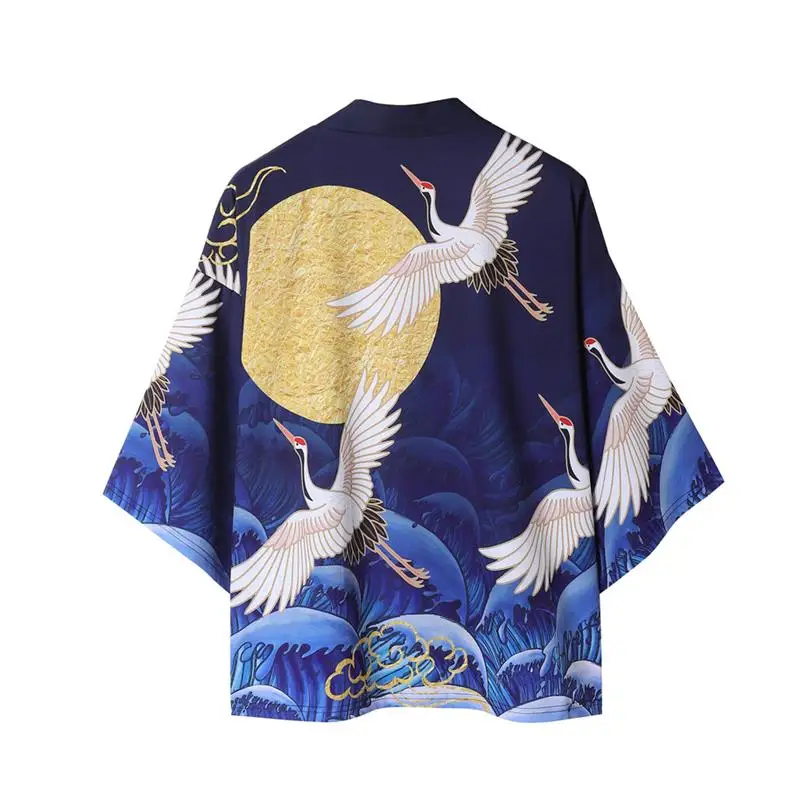 رافعة على الطراز الصيني الجديد، سمك الشبوط، ملابس عرقية على شكل تنين الطوطم سترة مفتوحة، كيب كيمونو، رداء Daoist فضفاض للترفيه المنزلي #3