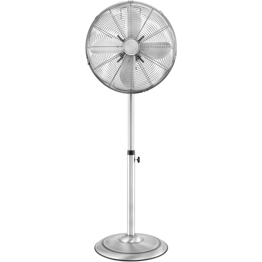 Ventilador de Pedestal de Metal de 16 pulgadas, ventilador Industrial de pie de Metal con altura ajustable, 3 velocidades, 75 oscilación, ventilador de suelo con inclinación de 20 cabezales