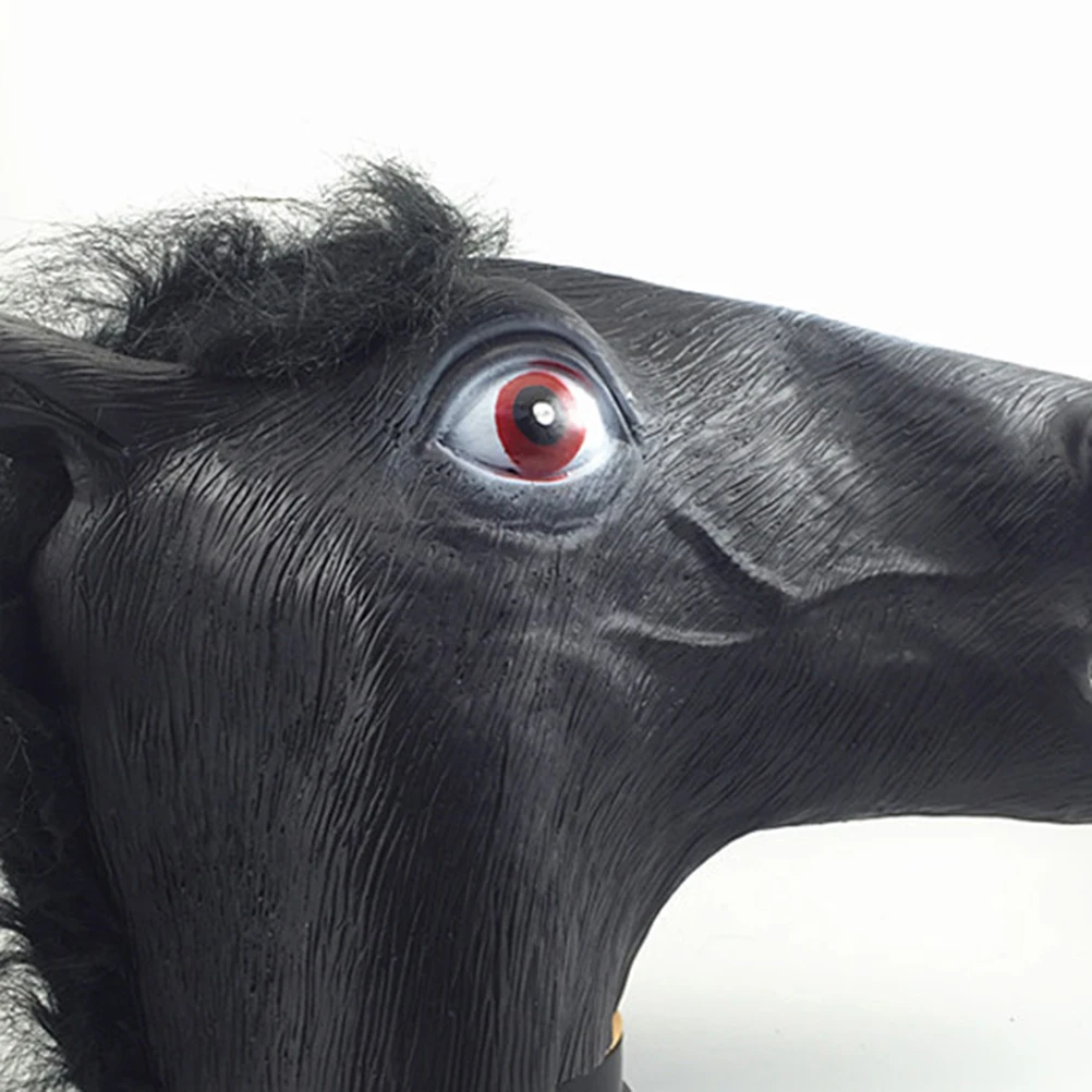 

Animal Headgear Decorative Halloween Mask Soft Plastic Fiber Horse Head Cover Cosplay PropsHaunted House Masks Lifelike Design