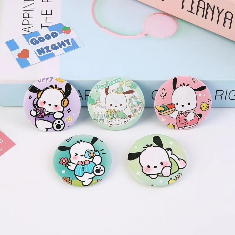 Sanrio Pochacco Brooch Anime Action Figure Cute Cartoon PVC Brooch Q Figural Anime Merchandise Clothing Decoration Children Gift