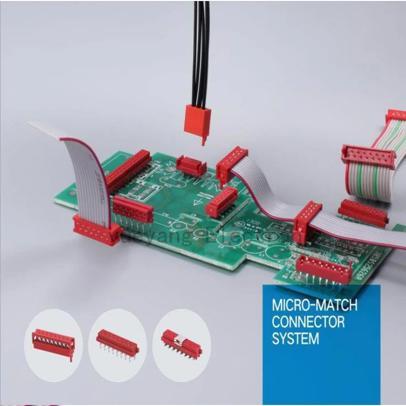 Red IDC Micro match 4P 6P 8P 10P 12P wire to board pcb connector female socket connector 1.27mm MRC Straight DIP TypeHaving ears