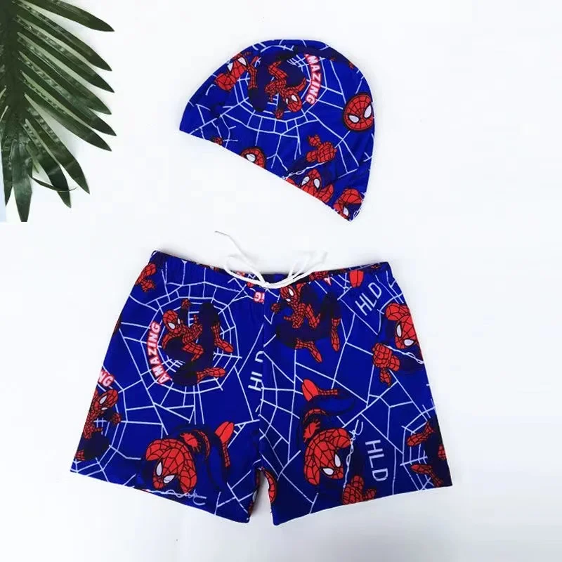 Baby Boys Swimwear Pants Kids Children Swimsuit Shorts Cartoon Pixar Cars Mickey Mouse Printed Toddler Swimming Trunks Cap Sets