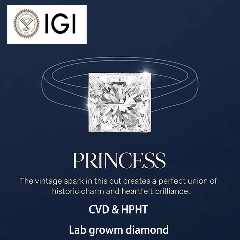 

Сертифицированный AEAW IGI 1ct-3ct принцесса огранки, выращенный в лаборатории бриллиант, свободный для колец, ювелирных изделий, лаборатории, выращенных CVD и бриллиантов HPHT