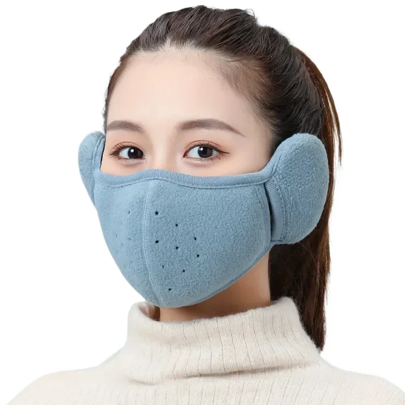 1 Pc Winter Windproof Mask Earmuff 2-in-1 Thickened Warm Fleece Breathable Motorcycle Cycling Face Mask Bike Riding Sportmask