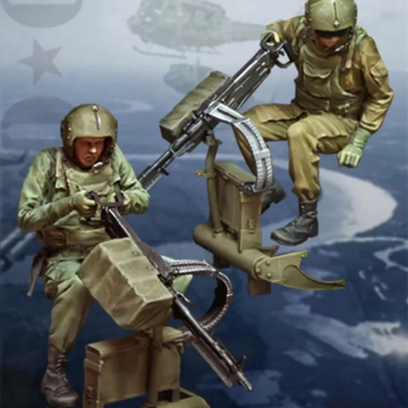 1/35 Scale Resin Figure Assembly Model Kit WW2 U. S. Heli Door Gunners W/M23 Hobby Miniature Unassembled Unpainted Diorama
