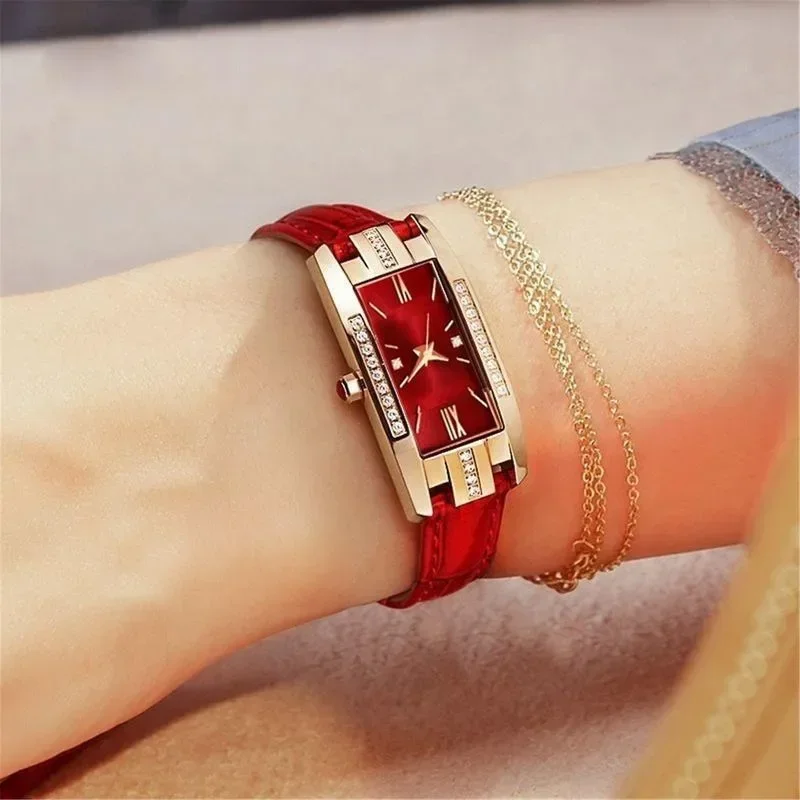 New Luxury Watch Women's Square WristWatch Leather Fashion Watch Ladies Quartz Clock Gift Montre Femme Reloj De Mujer