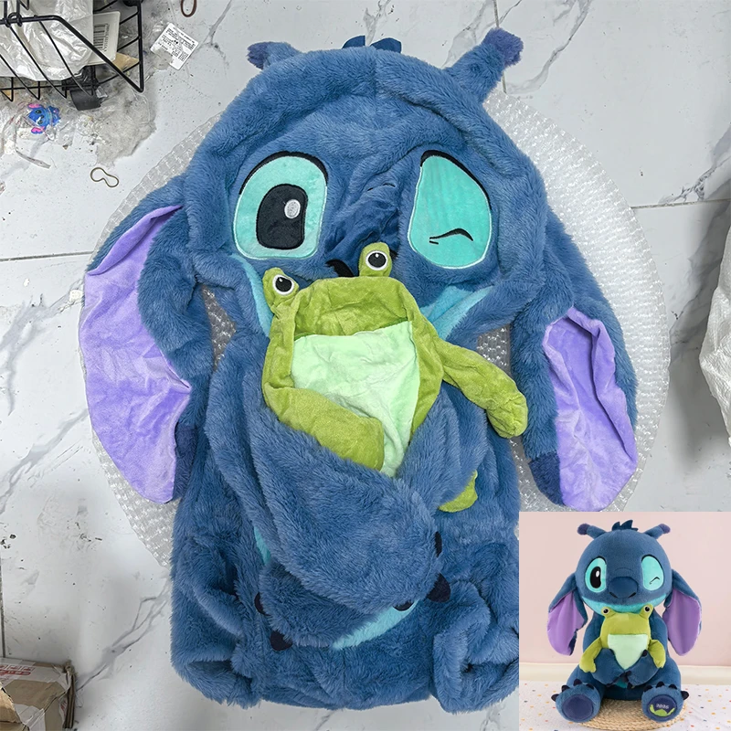 디즈니 릴로와 스티치 플러시 장난감 카와이 개구리 스티치 플러시 애니메이션 반제품 가죽 홀스터 베개 어린이를위한 선물 크리스마스
