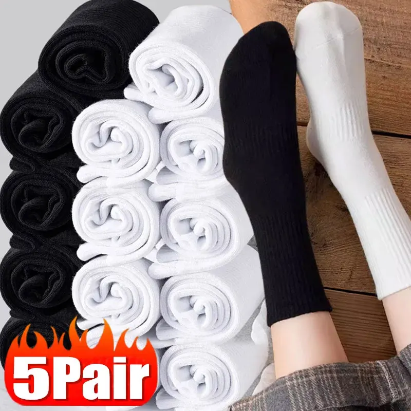 1/10Pairs 2026 New Men Cotton New Style White Socks Men Soft Breathable Sports Long Socks Summer Winter for Male Socks Plus Size