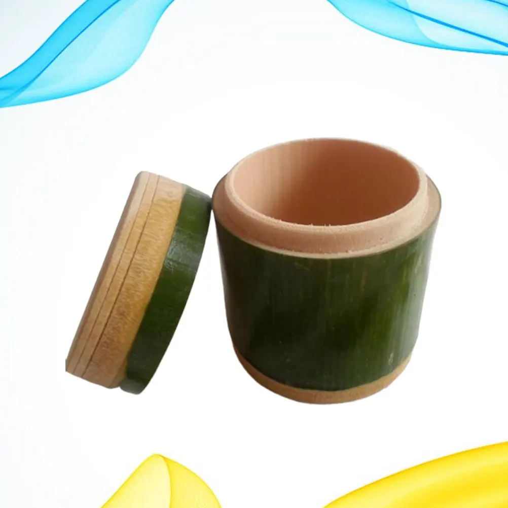 

Bamboo Rice Jar Vintage Eco Food Storage Container for Kitchen Pantry Coffee Tea Nuts 7-8cm Diameter 10cm Height