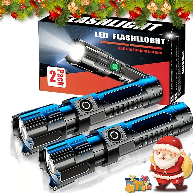 High-power Led Flashlight USB Rechargeable Torch Zoomable Light with Built-in Battery Camping Hiking Lantern Emergency Lamp