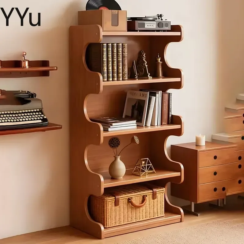 for Modern Nordic Wooden Bookshelf Elegant Glamour Display Cabinet Living Room Storage Furniture Aesthetic Vetrina Organizer