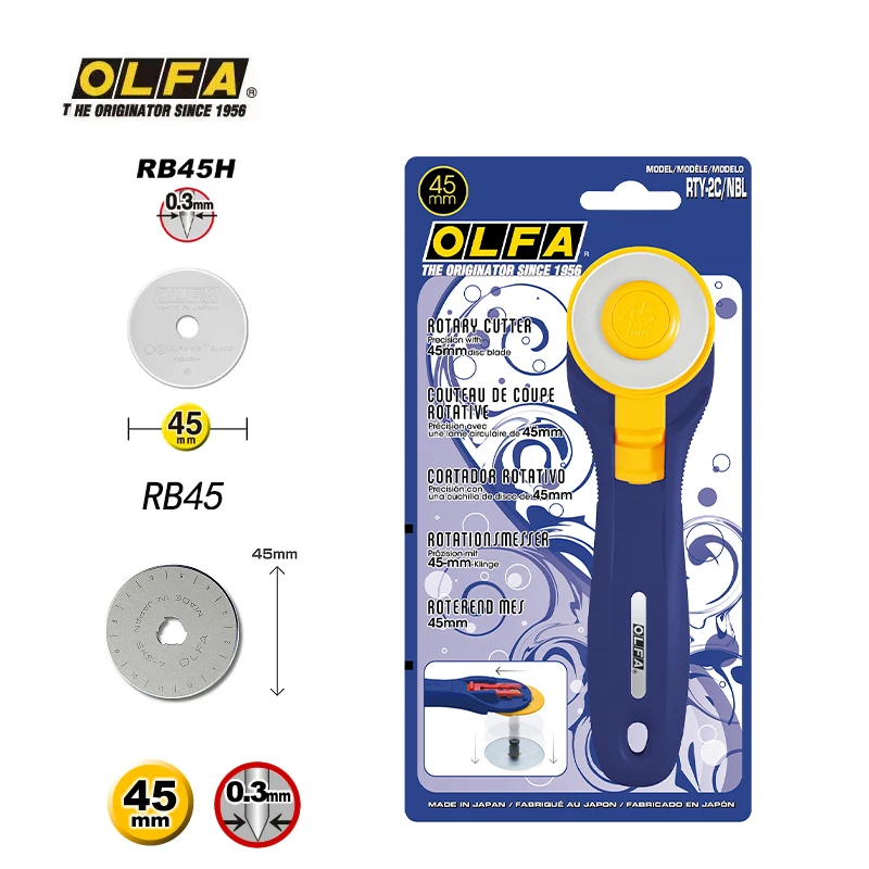 

OLFA RTY-2C/NBL 45mm Leather Rotary Cutter Fabric Circular Blade Patchwork Sewing Upholstery Adjustment Olfa Cut