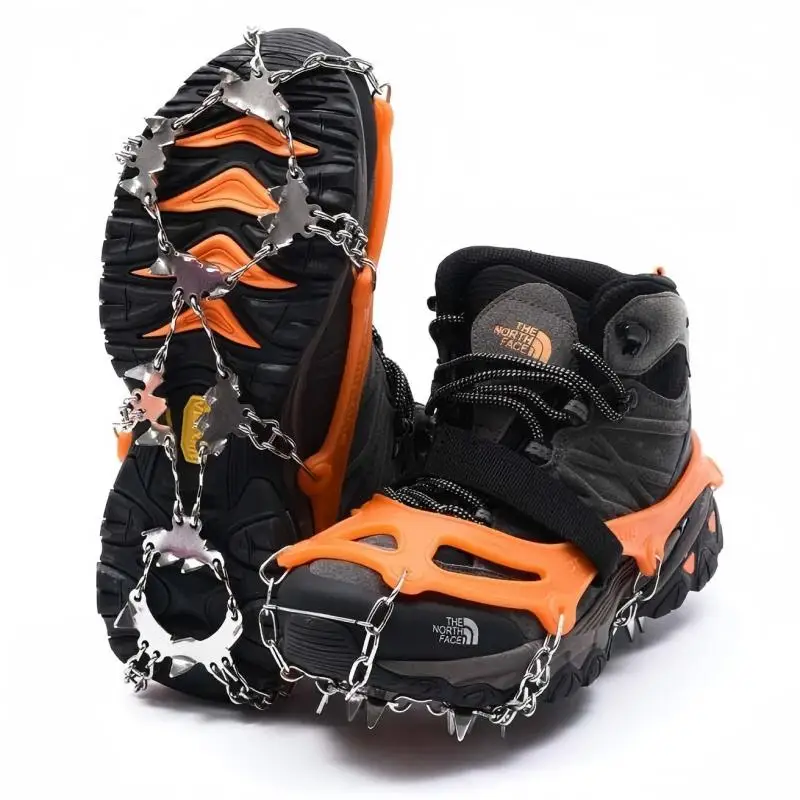 في الهواء الطلق تسلق الجبال الجليد مخلب غطاء الحذاء 24 الأسنان المضادة للانزلاق الثلوج الفولاذ المقاوم للصدأ سيليكون المضادة للانزلاق للرياضة وفي الهواء الطلق