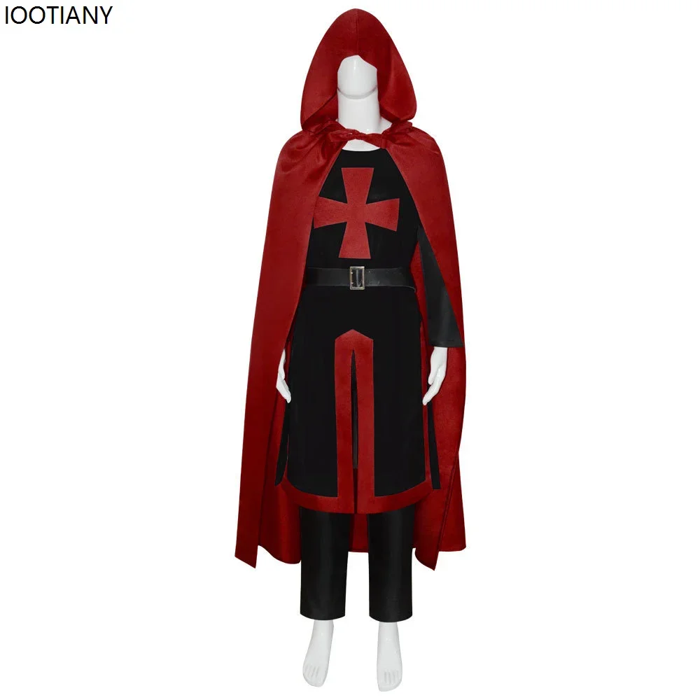 Косплей Хэллоуин для взрослых, карнавальный костюм крестоносцев, средневековый воин, рыцари-тамплиеры, платье, карнавальная вечеринка, мужской халат, топ без рукавов