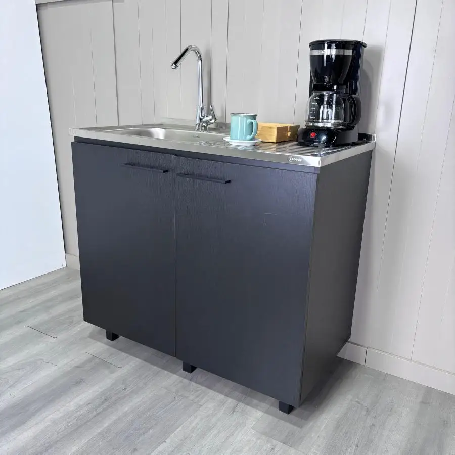 

Napoles 2 Utility Sink with Cabinet Stainless Steel Countertop Interior Shelf - Wenge