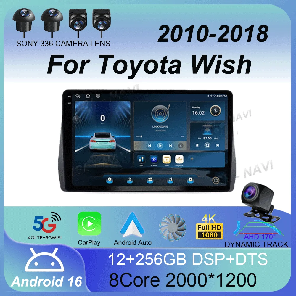 For Toyota Wish 2010 - 2018 2 Din Car Multimedia Player GPS Navigation WIFI 4G BT Carplay Radio No Double 2Din 2 din Car Stereo