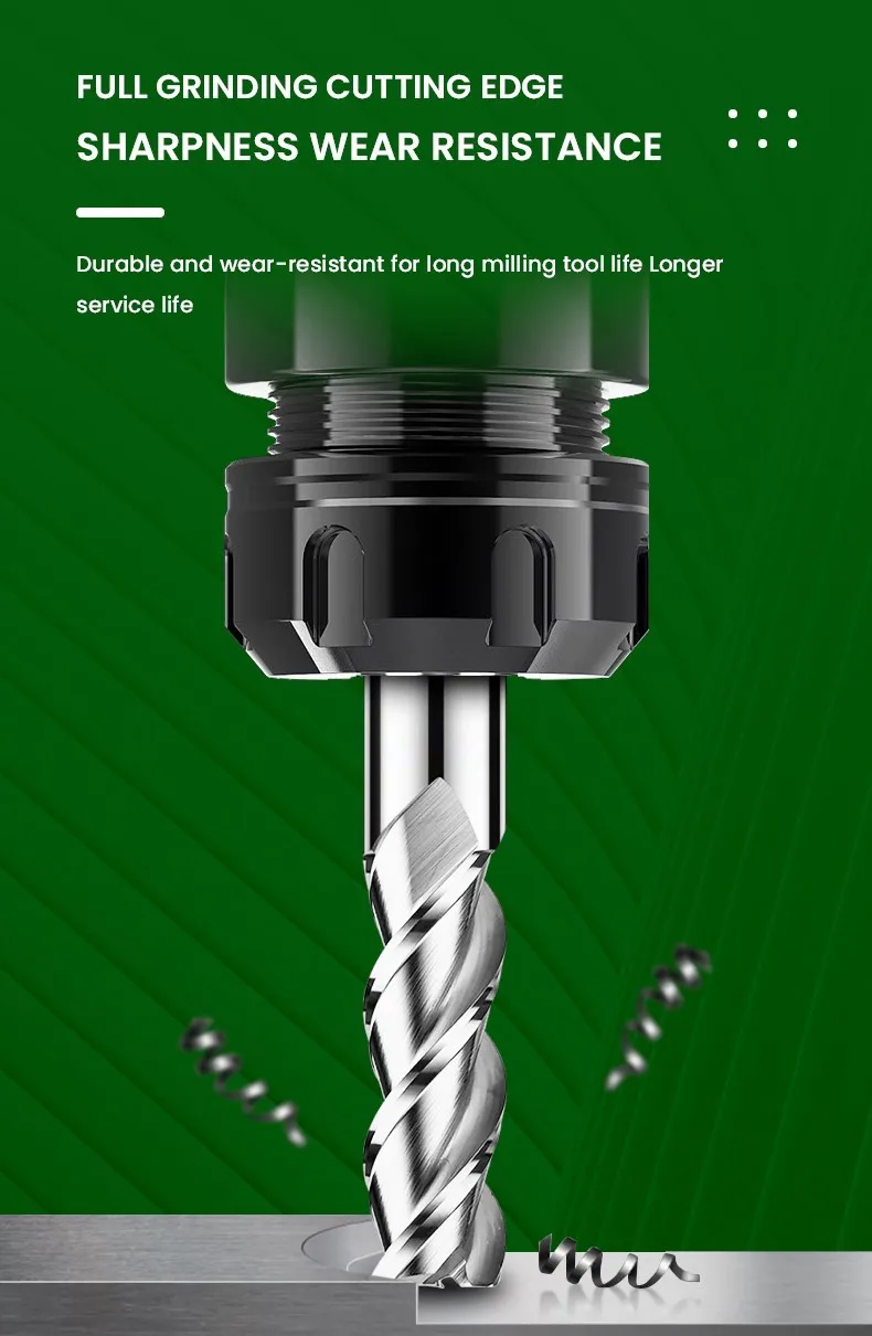 Shazam hrc65 3-Flöten-Wolframstahlkarbid für Aluminium-Flach fräser cnc mechanische Bearbeitungs zentrum Schaft fräser – Detail 6