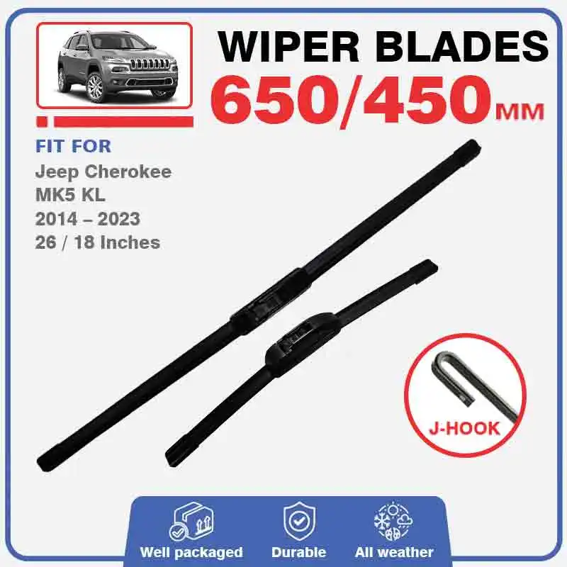 Front Wiper Blades Set For Jeep Cherokee KL MK5 2014 - 2023 Sport Overland Limited Trailhawk X Altitude Windscreen Accessories