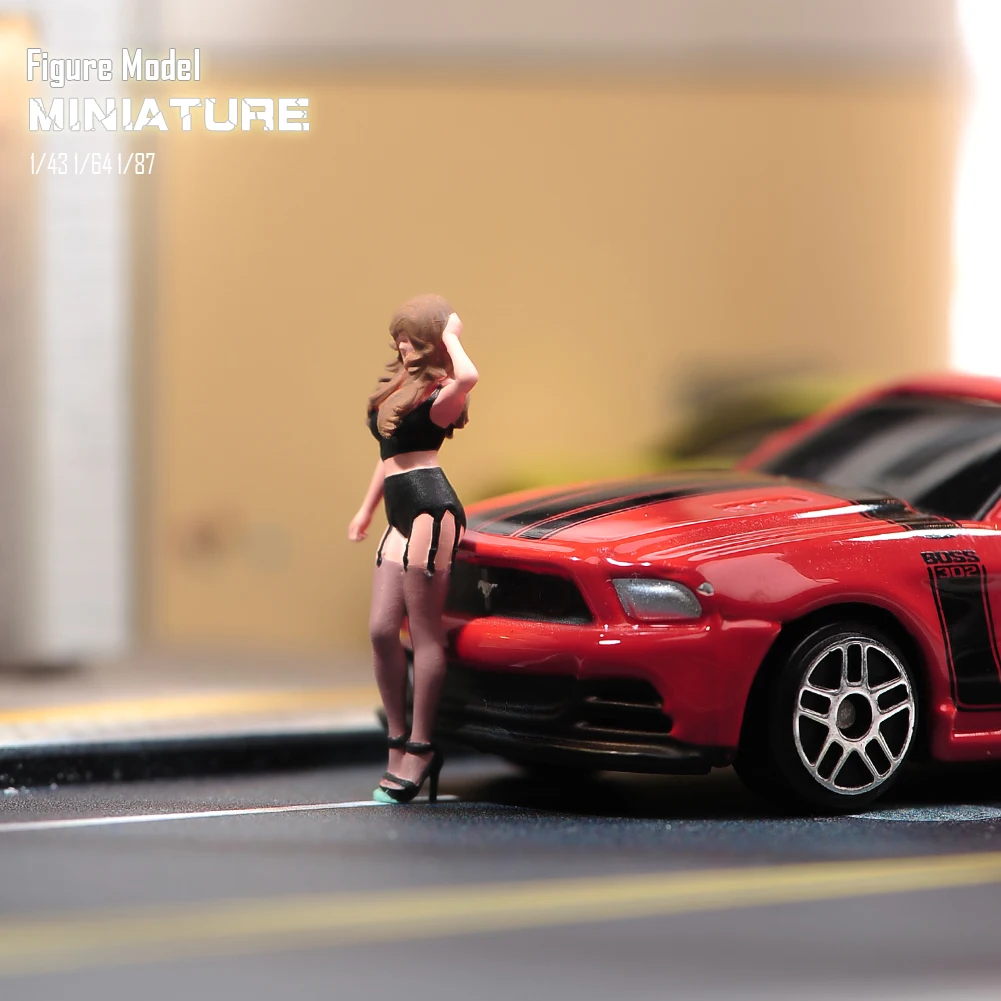 Miniatures Figures 1/87 1/64 1/43 1/24 Sexy Car Model Beauty Figure People Model Diorama Dolls Creative Photography Scene Prop