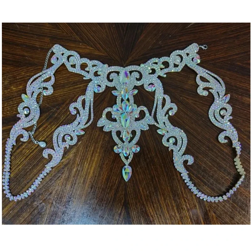 새로운 라틴 벨리댄스 특별 오리엔탈 댄스 넥 허링 다채로운 목걸이와 백 퍼포먼스 드레스 체스트 체인 액세서리