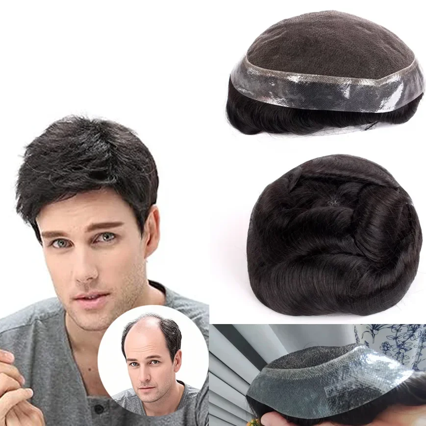 Sale Australia - 100% Natural Human Hair Wigs Men Wigs Lace PU Base Breathable System Men's Wigs