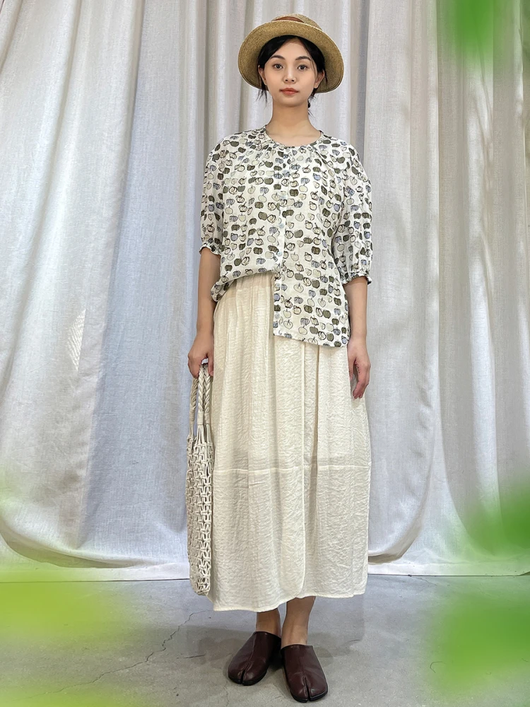 

Летняя юбка миди бежевого цвета для женщин, с художественным дизайном, высокой талией, А-силуэт, с подкладкой