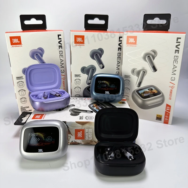 JBL LIVE BEAM 3 auriculares inalámbricos verdaderos con cancelación de ruido Bluetooth con caja de pantalla inteligente LED auriculares Bluetooth