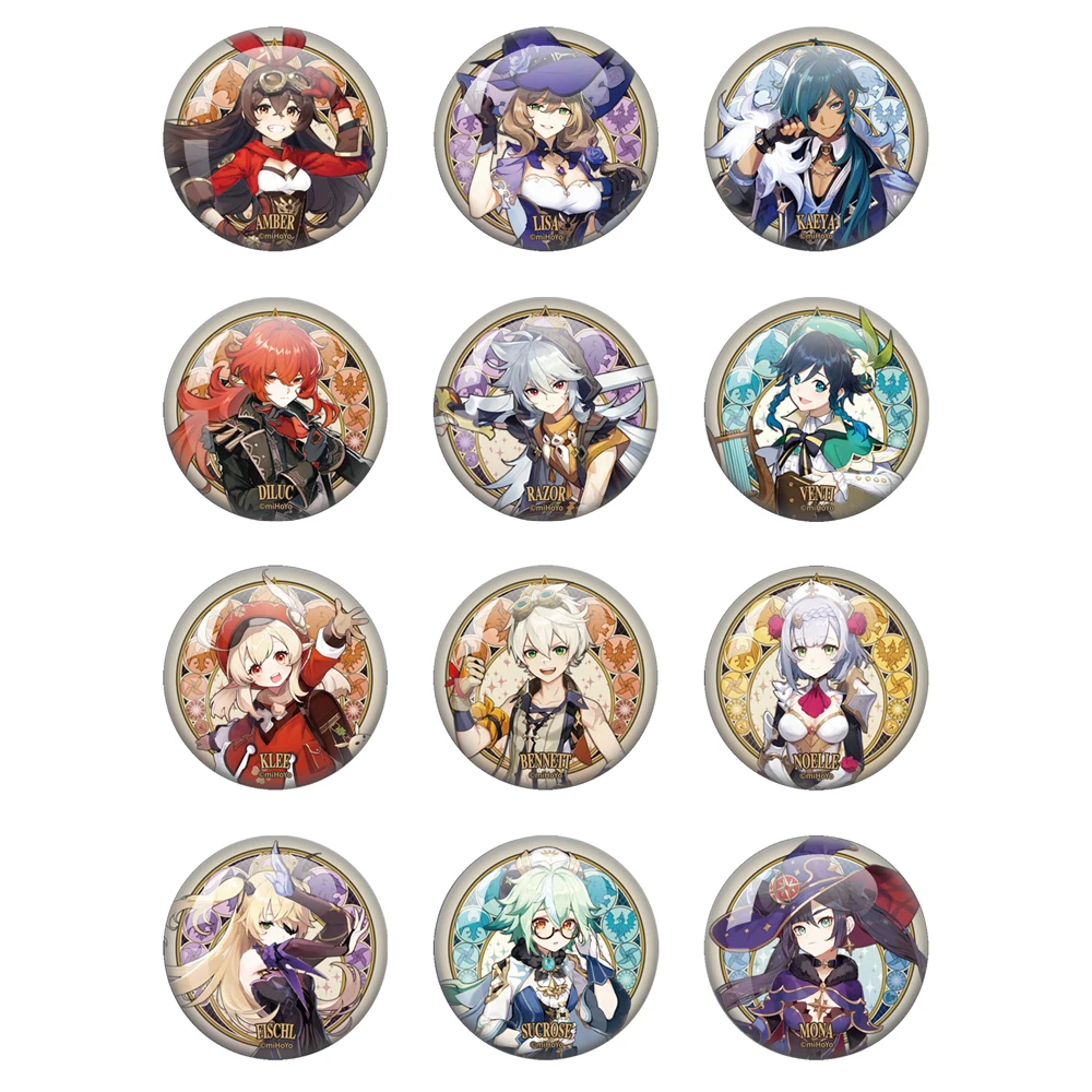 

Anime Figu Genshin Impact Xiao Scaramouche Hutao Zhongli Round Glass Photo12mm-40mmflat Back Making Findings Jewelry Findings