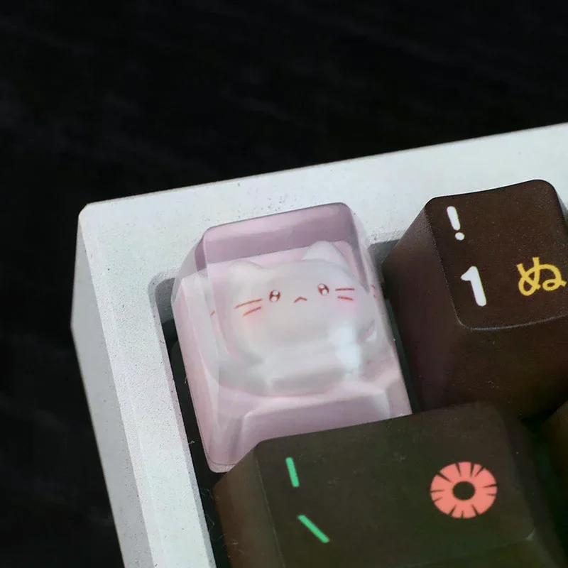 

Cute Translucent Cartoon Cat Keycap Cross Axis Mechanical Keyboard Decoration Accessories