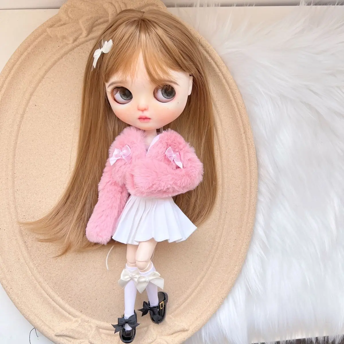 

Blythes Doll Clothes Suitable for 1/6 Size Clothes ob24 ob22 Doll Clothes Set 30cm Doll Pink or White 4-piece Cute Set