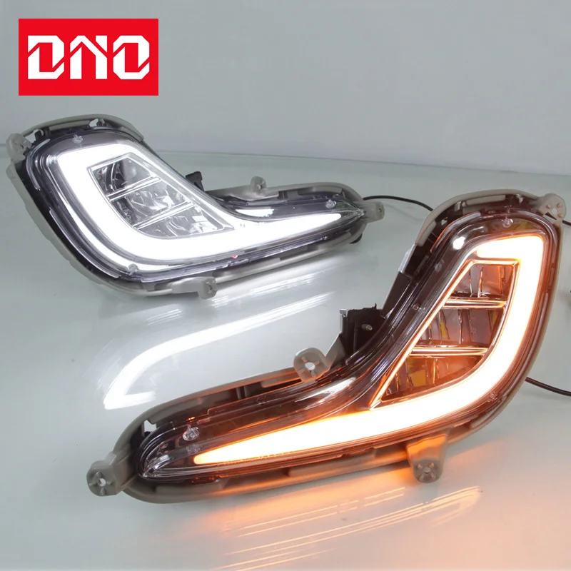 

LED Daytime Running Lamps For Hyundai Accent Solaris 2010 2011 2012 2013 Auto Yellow Turn Signal Daylights Car Foglamp