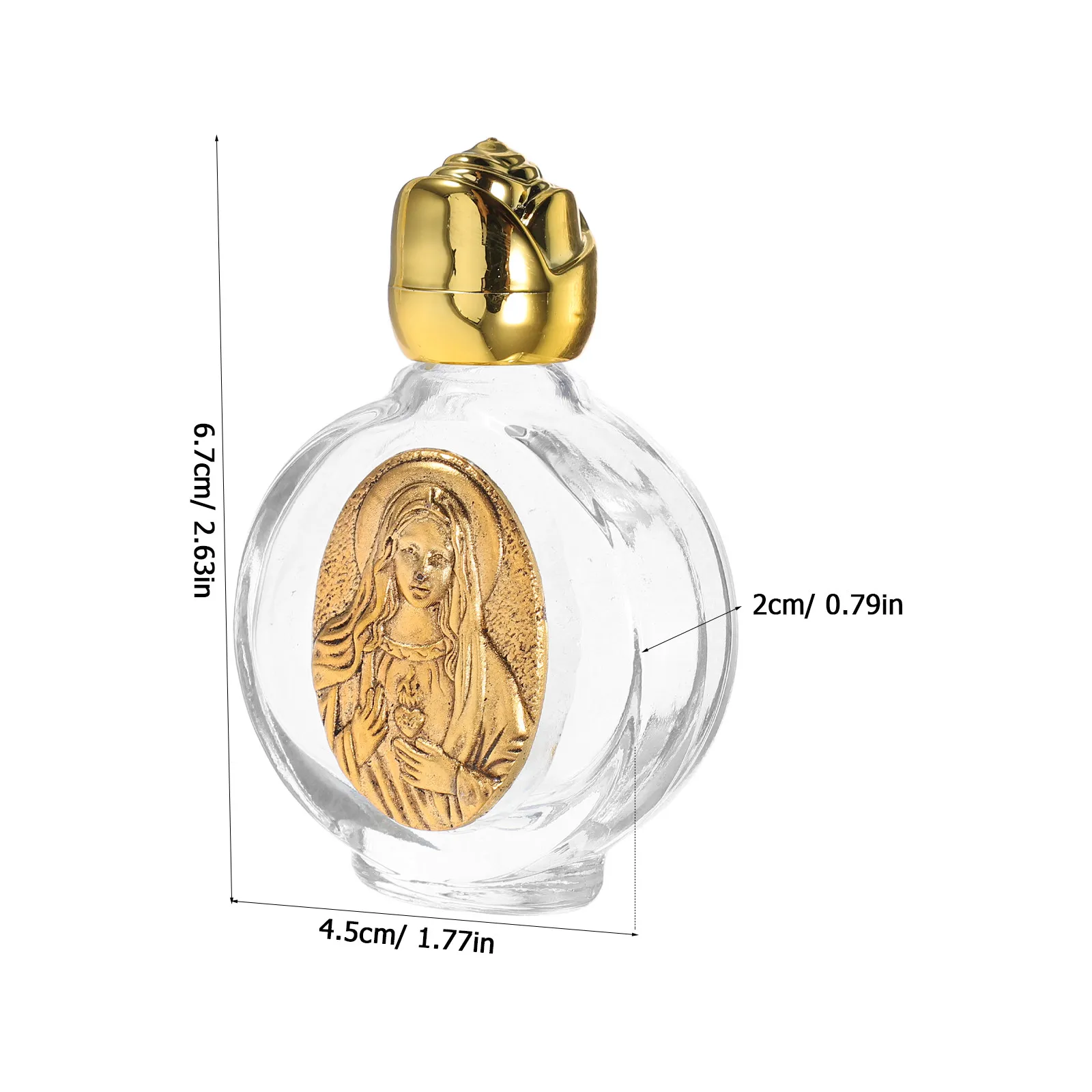 4Pcs Holy Water Bottles Crystal Glass Rose Embossed Compact Portable Religious Ceremony Blessings Family Protection Travel