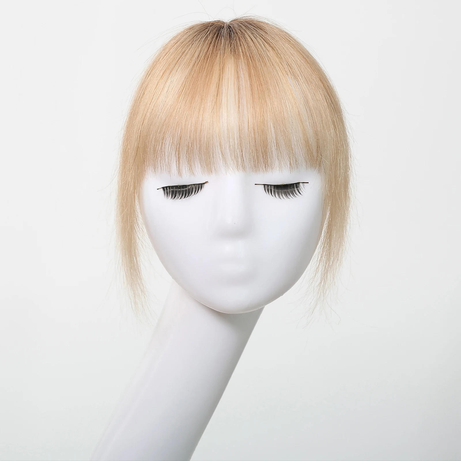 100% شعر بشري أشقر أومبير بلانت قص الانفجارات Wispy مع سوالف 5x5 سنتيمتر كليب في هامش هيربيسي مع رقعة شعر علوية للاستخدام اليومي #3