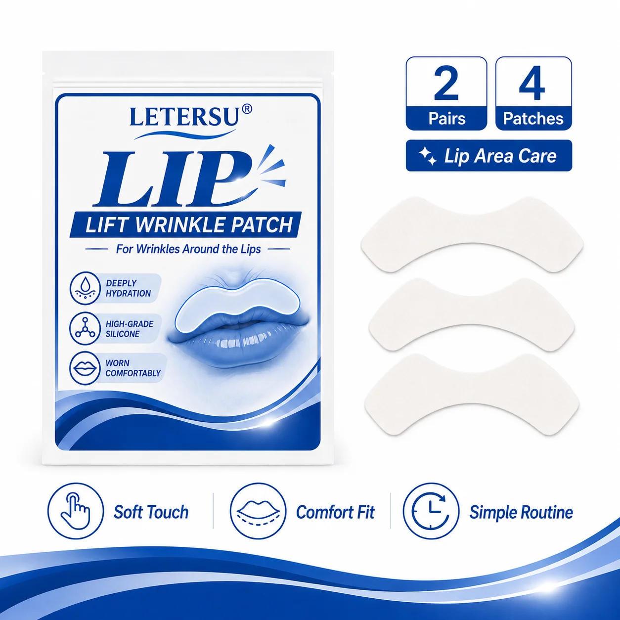 4PCS Silicone Lip Patches Reusable Mouth Wrinkle Patches Overnight Hydrating Facial Skin Care Patch