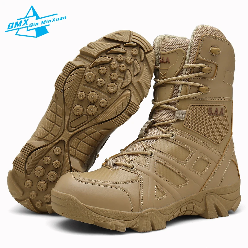 

QinMinXuan Winter Boots Men 8810 Beige Outdoor Waterproof Safety Hiking Sneakers Anti-slip Climbing Winte Warm Male Sneakers